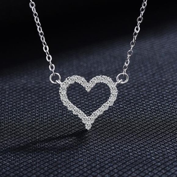 NEW Silver Dazzling Zircon Love Heart Shape Pendant Necklaces - Picture 11 of 11